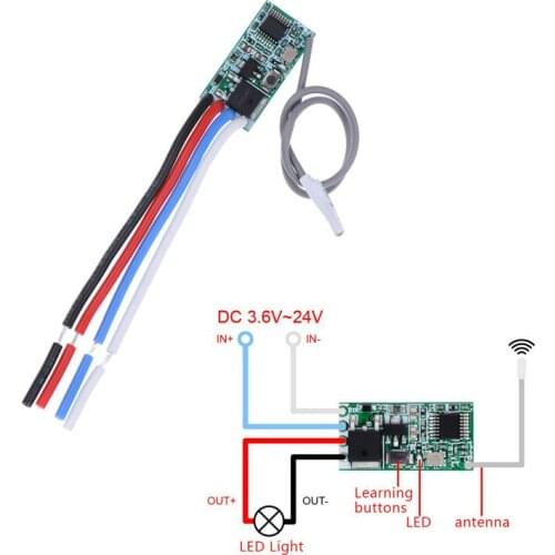433MHz 1CH RF Relay Receiver Universal Wireless Remote Control Switch Micro Module LED Light Controller DC 3.6V-24V DIY