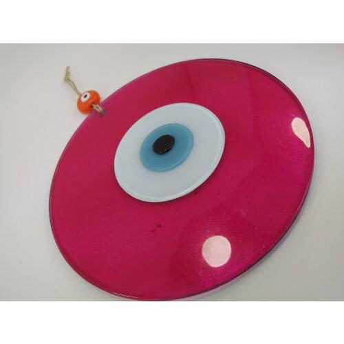 Pink Evil Eye 20cm Glass Bead Ojo Turco Pendant Charm Turkish Handmade Big Amulet for Wall Hanging Talisman Boho Home Decor