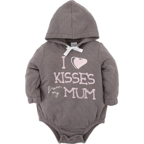 Hooded Newborn Baby Boys Bodysuit Overalls Thick Toddler Girls Onesies Letters Jumpsuit Cool Kids Clothes Infant Boy One Piece