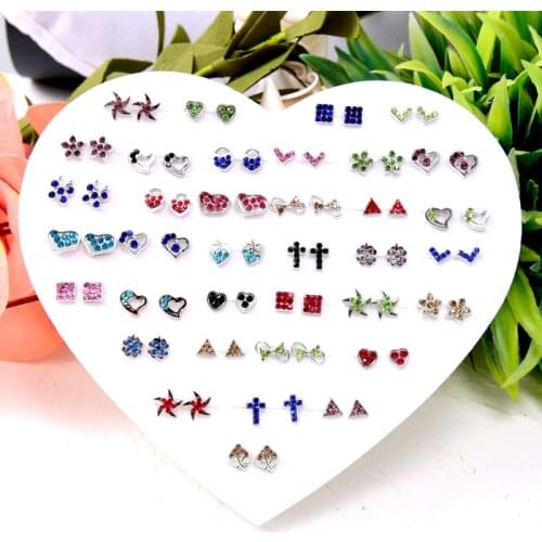 36 Pairs/Set Girls Children with Box Fashion Assorted Polymer Clay Stud Earrings Set Handmade Crystal Flower Earrings for Women