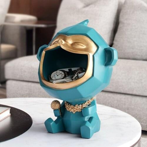 Sculpture resine Ornaments Home Decoration Big Mouth Monkey Decorative Figurines Storage box Sculpture Modern Art Statues