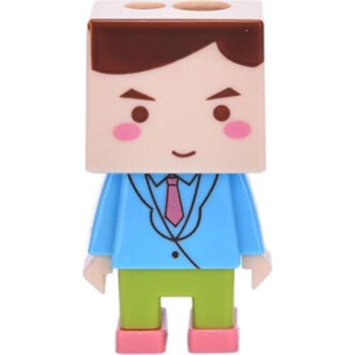 1PC DIY Pencil Sharpener With Eraser Double Holes Cartoon Doll Style Creative School Stationery Set Mini Puzzle Educational Toys