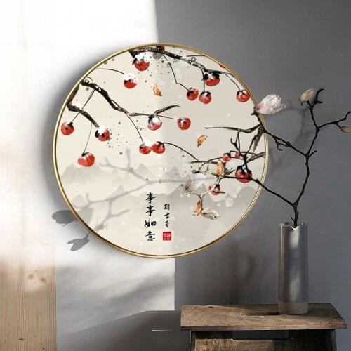 Traditional Chinese Quotes Persimmon Grape Wall Art Pictures Posters Prints For Living Room Home Office Canvas Paintings Decor