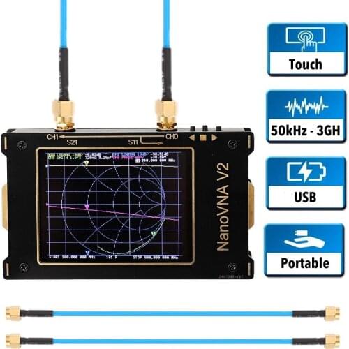 Vector Network Analyzer HF VHF UHF 50KHZ Antenna Analyzer Digital LCD Display Touching Screen Measuring For S-A-A-2 NanoVNA V2