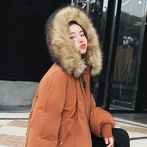 2019 Heavy Seta Lead Cotton-padded Woman Easy Bf Bread Korean Clothing Thickening Overknee Long Fund Cotton Student Jacket Tide