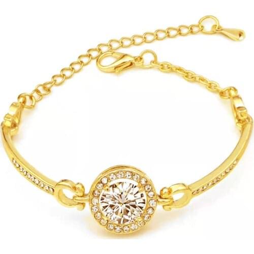 Gold Silver Plated Women Fashion Crystal Girl Chain Bracelet Personalize Gift Birthday Present Jewelry Dropshipping Wholesale