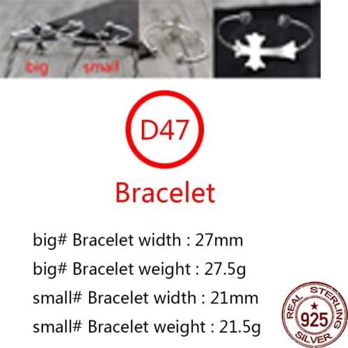 D47 S925 Sterling Silver Open Bracelet Personality Retro Simple Wild Shape Anchor Letter Jewelry Punk Street Dance Style