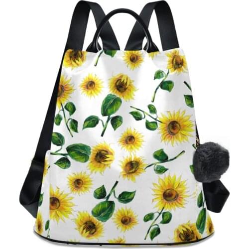 Womens Waterproof Anti Theft BackpackS Female Backpack Large Capacity Girl School Bags For Teenage Ladies sunflower Backpack