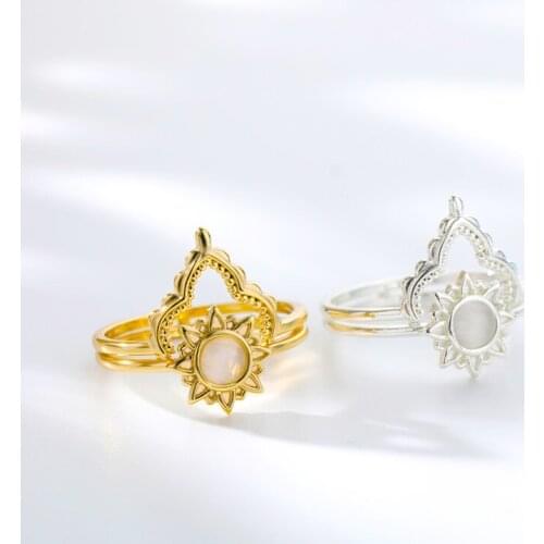 Vintage Opal Crown Rings For Women Elegant Lady Enagagement Wedding Ring Aesthetic Party Finger Rings Female Jewelry Bague