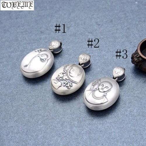 100% 999 Silver Buddha Statue Pendant Vintage Sterling Laughing Buddha Pendant Buddhist Good Luck Pendant