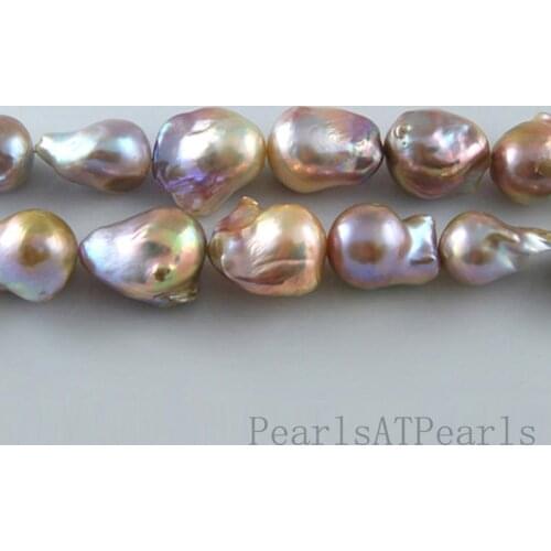 16 inches 13-20mm High Luster Lavender Irregular Nucleated Loose Large Baroque Pearl Strand