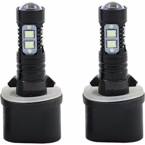 2pcs Extremely Bright Max 50W High Power 880 Fog Light Bulbs for DRL or Fog Lights For Car Truck Trailer RV 8000K 10LED