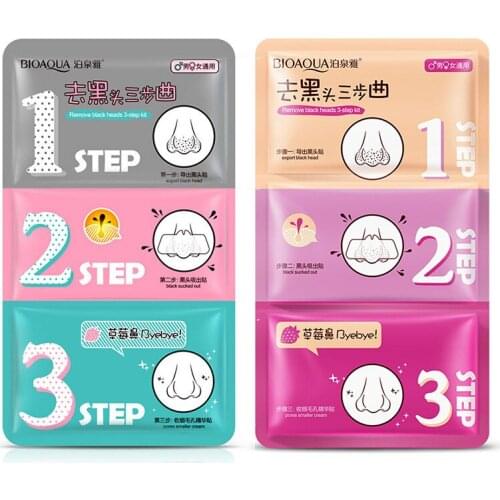 Go blackhead nasal membrane three-step nasal paste absorb black head shrink pore T area care cosmetics
