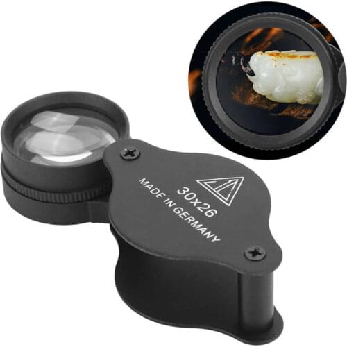 30X Portable Magnifier Jewelers Eye Tool Jewellery Folding Loupe Glass Lens Magnifying Triplet Glass Jewelry Diamond Pocket Size