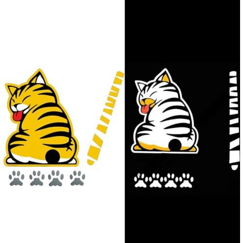 3D Car Cat Moving Tail Paws Stickers Cartoon Auto Rear Windshield Vehicle Window Wiper Decal Decoration Car Accessories