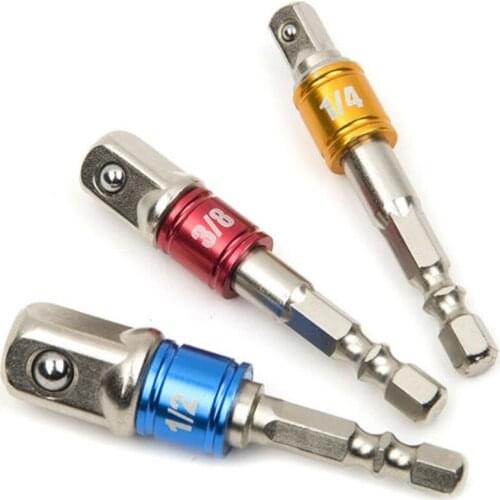 3xset Socket Adapter Drill BIts Hex Shank 1/4" 3/8" 1/2" Impact Driver Tool Kits