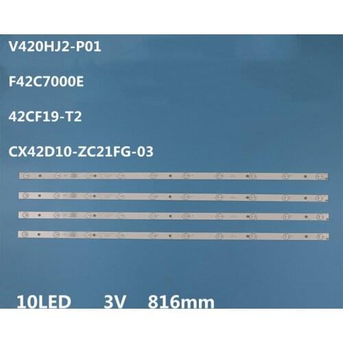 816MM 4PCS LED Backlight Strip10lamp CX42D10-ZC21FG-03 For CX416M03 CX420DLEDM LE-4219H V420HJ2-P01 F42C7000E 42CF19-T2 L4240FHD