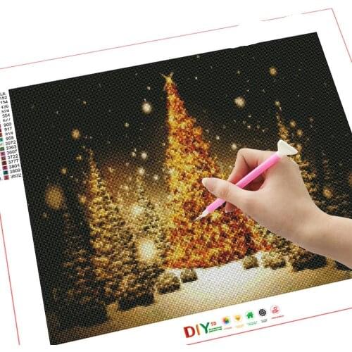 5D Diamond Embroidery Christmas Tree Full Drill Diamond Painting Landscape Snow Mosaic Winter Home Decoration Gift