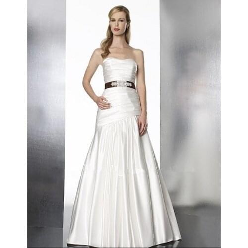 Free shipping jenny packham satin flare features sweetheart beaded ribbon sash bridal champetre luxury Bespoke Wedding Dresses