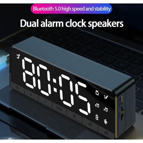 Wireless Bluetooth Speaker Clock Mini Alarm Clock Mirror Screen Display Home Audio Subwoofer Portable Wireless Small Speaker