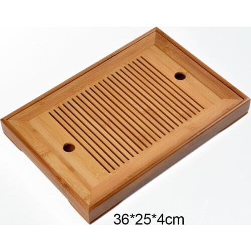 Kung Fu Tea Set Natural Bamboo Tea Tray Rectangular Traditional Puer Wooden Tea Tray Chahai Tea Table