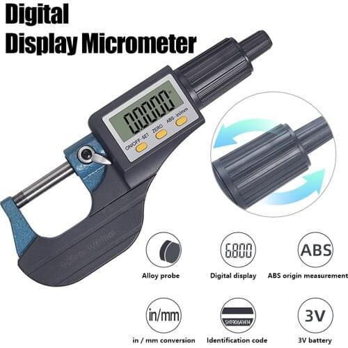 0-25mm Digital Micrometer Spiral High Precision Micron Caliper Gauge Accuracy 0.001mm LCD Display Micro Meter Measuring Tool