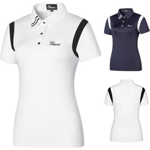 Golf short sleeve T-shirt womens top slim, breathable and comfortable polo shirt womens outdoor sports golf ball