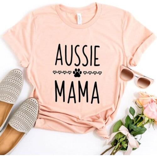 Aussie Mama Paw Printed T-shirt Fancy Women Summer Tumblr Graphic Funny Tops Tees Classy Mothers Day Tshirt Dog Mom Gift Shirt