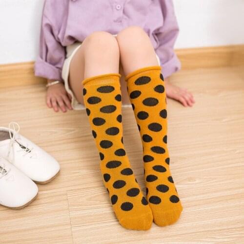 Cotton Knee Socks for Girls Solid Dot Baby Girl Knee High Socks Winter Childrens Socks for Boys Fashion Kids Socks