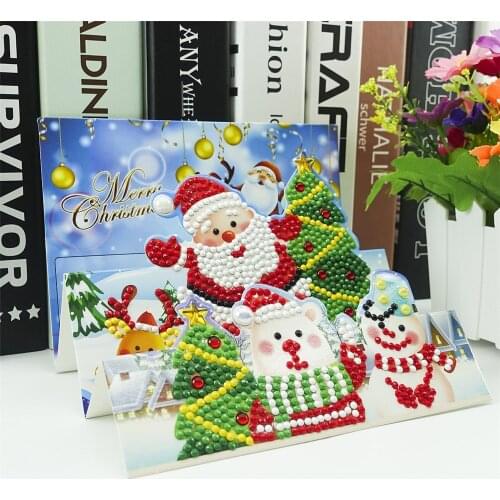 HUACAN Diamond Painting Card Special Shaped Santa Claus 5D DIY Diamond Embroidery Christmas Greeting Postcards Gift