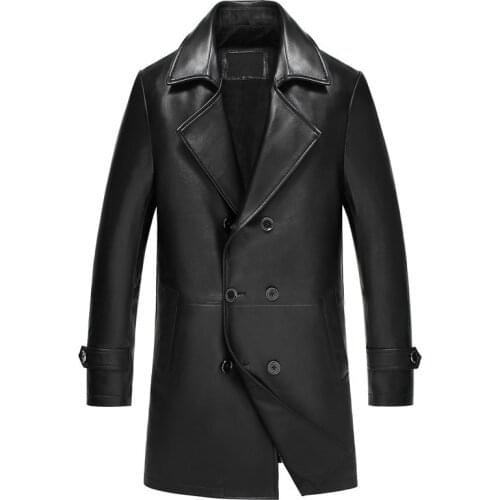 Leather Jacket Men Genuine Sheepskin Coat Autumn Winter Jacket Men Streetwear Windbreaker Long Coats 5xl Chaqueta LSY360 MY1675