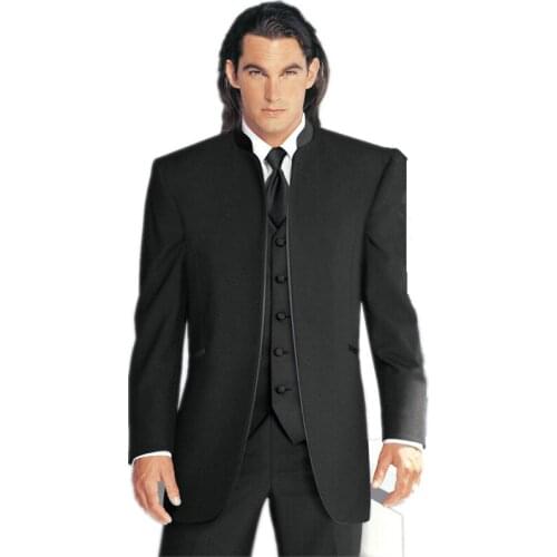 Handsome Classic Custom Made Black Wedding Suits For Men Groom Suit Three Piece Mens Suits 2021 Slim Fit Groomsmen men Suit