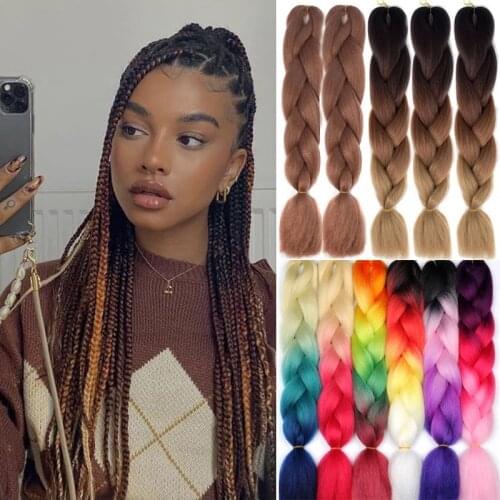 24 Inch Braiding Hair Extensions Jumbo Crochet Braids Synthetic Hair style 100g/Pc Pure Blonde Pink Green Kanekalon
