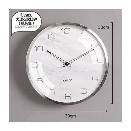 Metal Creative Simple Wall Clock Modern Design Living Room Luxury Nordic Wall Clock Art Wall Clock with Marble Pattern Silence 5