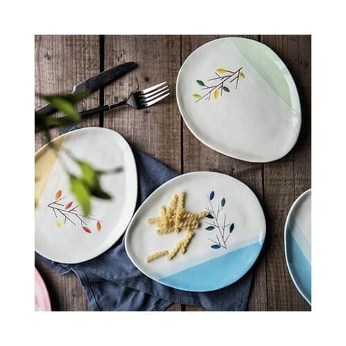 Cute Flowers waterdrop shape food dishes for food dinner plate set of 4pcs 20cm (7.5inch)
