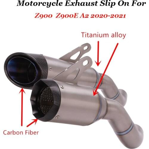 Slip On For Kawasaki Z900 Z900E A2 2020 2021 Motorcycle Carbon Exhaust Escape Modified Laser Muffler With DB Killer 2020 2021