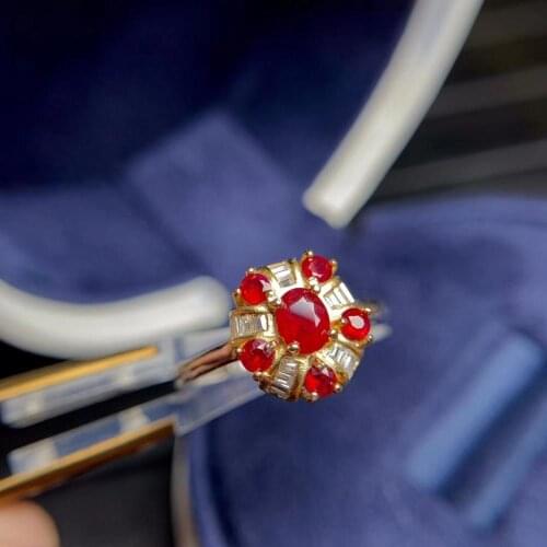 Fashion red ruby/green emerald gem ring women silver ring jewelry natural real gem 925 sterling silver ring gift christmas gift