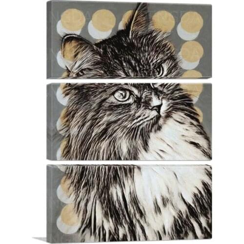 Wall Art Modular Black Maine Cat Canvas Painting HD Printed Cute Pictures Home Decoration Retro Poster Living Room Framework