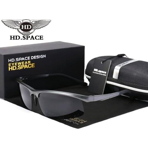 HD Top Grade Men Polarized Sunglasses Ultra Light Al Mg Driving Glasses Outdoor Motion Oculos De Sol Semi Rimless Gafas LD039