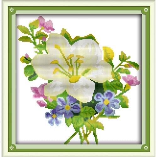 LiLy cross stitch kit flower 14ct printed fabric canvas stitching embroidery DIY handmade needlework