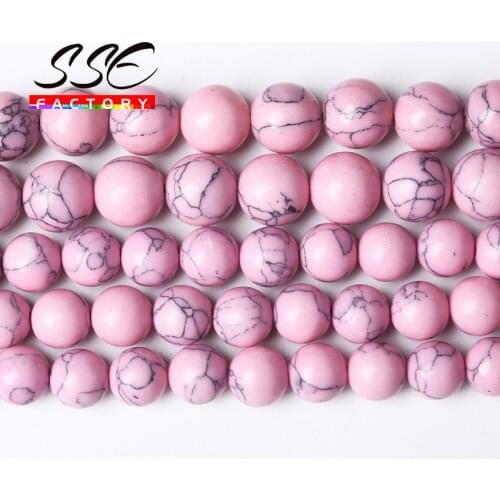 Natural Stone Pink Turquoises Round Loose Beads 15" Strand 4 6 8 10 12mm For Jewelry Making DIY Bracelet Necklace Wholesale CT24