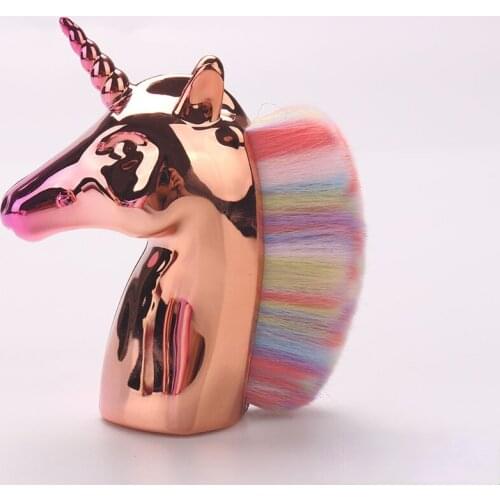 2021 new beauty tools unicorn nail dust brush colorful manicure dust accessories loose paint makeup brush