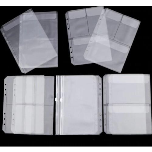 10 Pack A5 Binder Pocket with 6 Holes Binder Sleeves PVC Document Filling Bags Binder Folders - Fit for 6 Rings Notebook