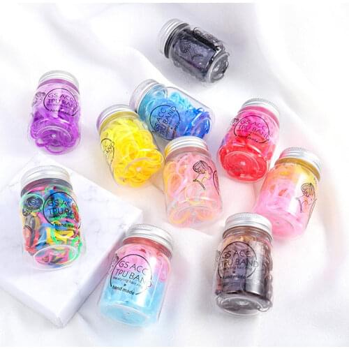 120-140Pcs Canned Hair Rubber Band High Quality Disposable Gradient Color Elastic Hair Ring Rope Small Fresh Hair Accessories