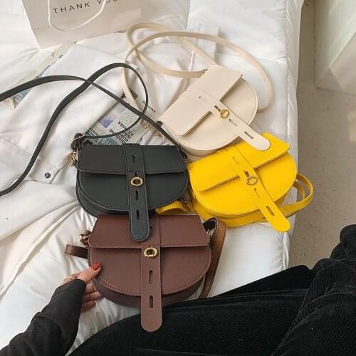 2021 Women Luxury Shoulder Bags Classic PU Leather Handbag Female Retro Crossbody Bag Half Round Solid Color Messenger Bag