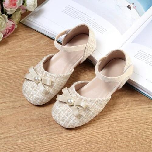 Girl Summer Sandals Toddler Kids Bridesmaid Pump Shoes Baby Soft Linen Slip on Ballerina Flats Children Mary Jane Dress Shoes