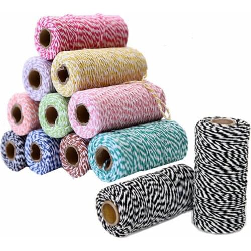 Hot sell 1roll 100M Double Color Cotton Baker Rope Twine for Handmade Accessories Christmas Decoration gift DIY Wrapping 5BB5584