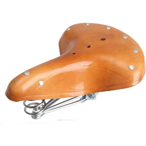 Bicycle Saddle Retro Leather Vintage Genuine Leather Classic old style Cycling Saddle For Mountain Road Fold Bike Saddle Spring