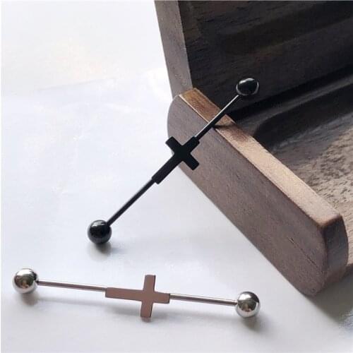 Vintage Black Industrial Barbell Earrings Piercing Long Bar Cartilage Scaffold Piercing Ear Helix Tragus Body Jewery