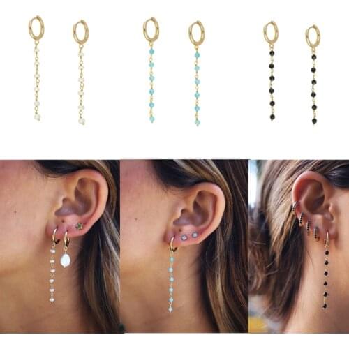 AIDE Gold Plating Earring Jewelry for Women 2021 Huggie Earrings PendientesTassel Chain Drop Earing Jewelry Brincos Wholesale